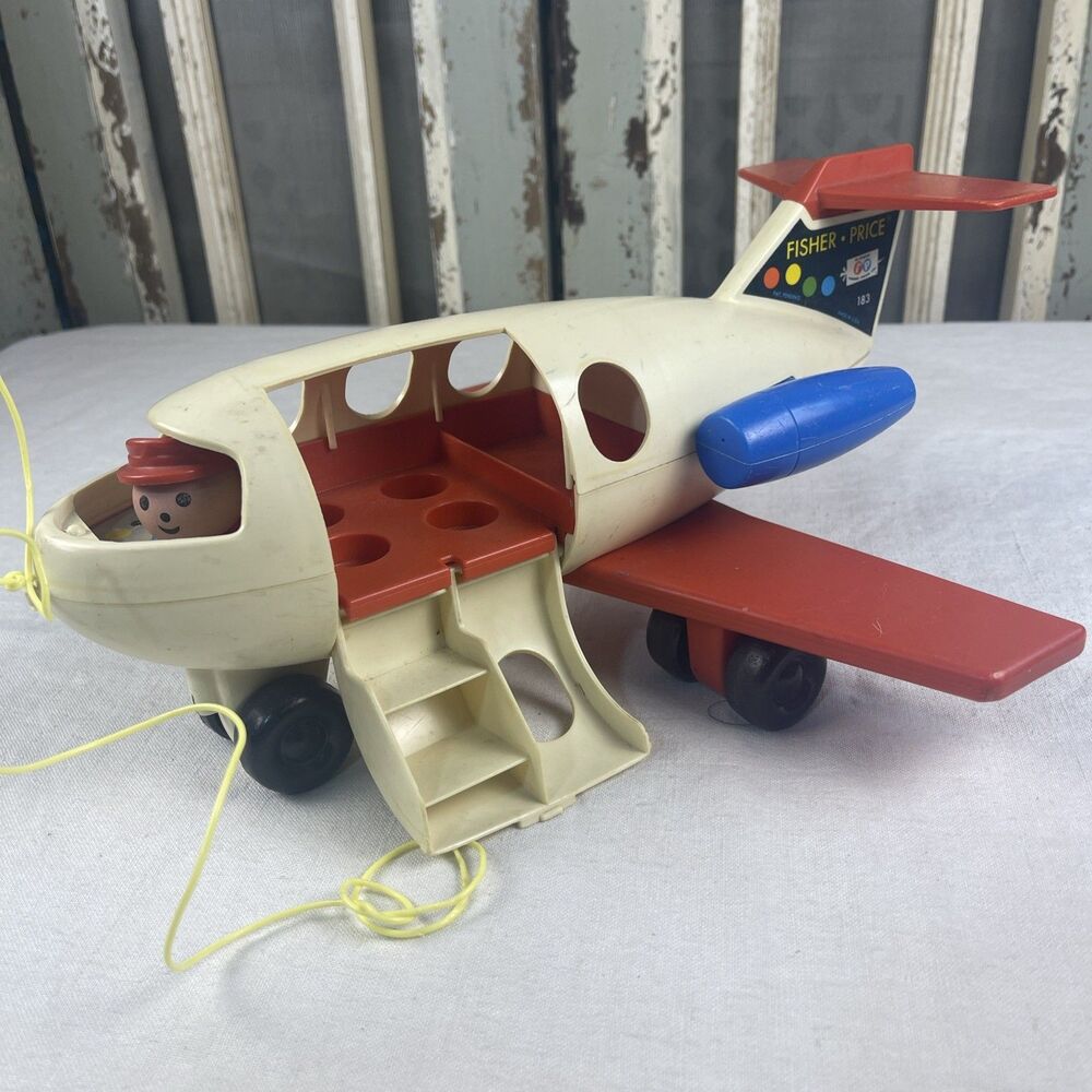 1970s Fisher Price Vintage Little People Fun Toy Jet Airplane Plane  Toy - Picture 2 of 10